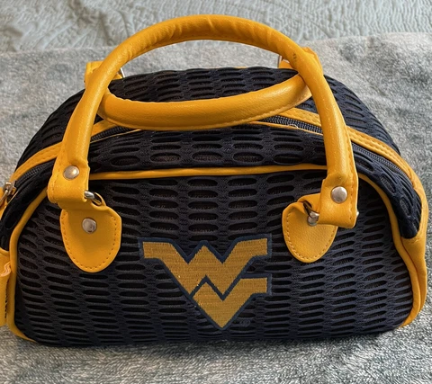 WV West Virginia Mountaineers Purse Handbag Navy Blue Gold READ DESCRIPTION Cover