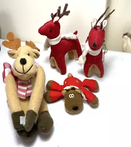 4 adornos de felpa de reno rojo de Navidad - Imagen 1 de 3