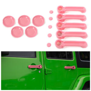 Pink Exterior Door Handle/Door Bowl Decor Cover For Jeep Wrangler JK JKU 2007-17