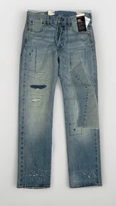Levi's 501 Original Selvedge Denim Jeans Patchwork Red Line Stitch Size 30 X 32 - Picture 1 of 8