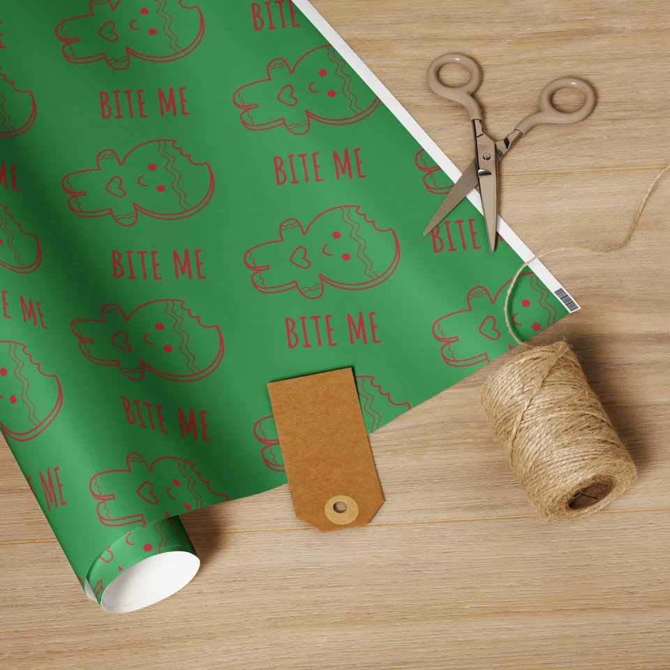 "Bite Me" - Gingerbread Cookie Wrapping Paper - Image 1 of 1