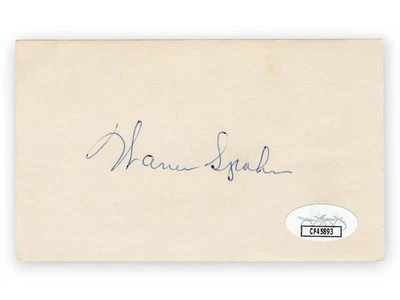 Warren Spahn Signed Autographed 3X5 Index Card Braves Hall of Famer JSA CF45893 - Image 1 of 2