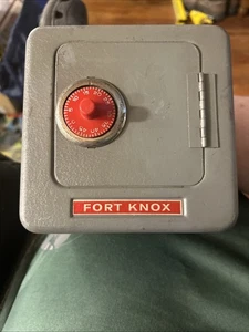 Vintage Fort Knox Metal Safe Superior Toy Combination Coin Piggy Bank - Picture 1 of 3