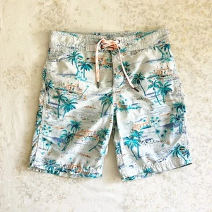 J Crew Crewcuts Boys 8 Swim Trunks Tropical Print Palm Trees Summer Beach - Picture 1 of 10
