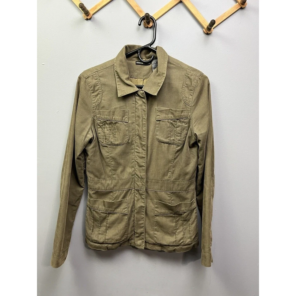 Chaqueta Dkny Mujer Mediana Verde Pana Manga Larga 100% Algodón Foto 1 de 4