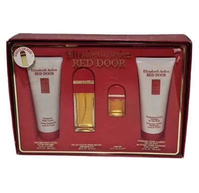 De Colección ORIGINAL Elizabeth Arden PUERTA ROJA 4 piezas Set de Regalo Perfume Loción Limpiador Nuevo Foto 1 de 4