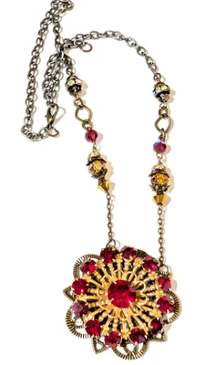 Collar de cristal rojo estilo victoriano ajustable 2" colgante cadena 20" rd03-39 Foto 1 de 4