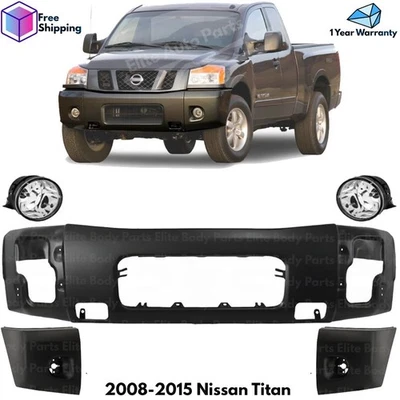 Front Bumper Paintable Steel & Fog Lights Kit For 2008-2015 Nissan Titan Foto 1 de 4