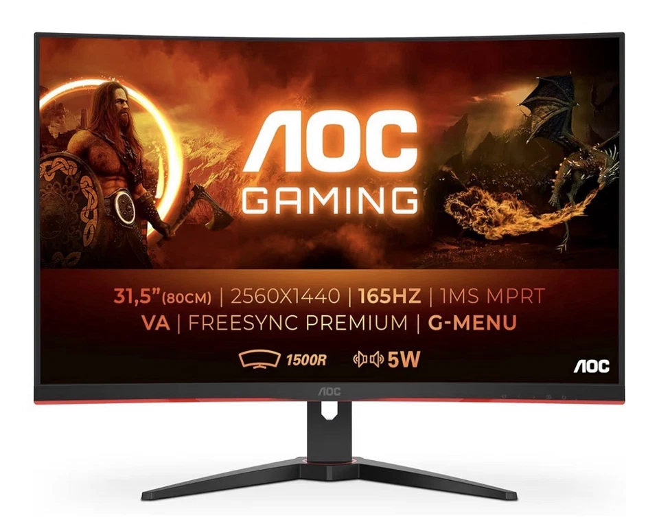 AOC G2 Series CQ32G2SE 31,5 Zoll QHD VA LCD Curved Gaming-Monitor - Schwarz/Rot - Bild 1 von 1