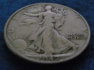1942-D 1942D WALKING LIBERTY 90% SILVER HALF DOLLAR 50C Cent Fifty 1/2 - Picture 1 of 6