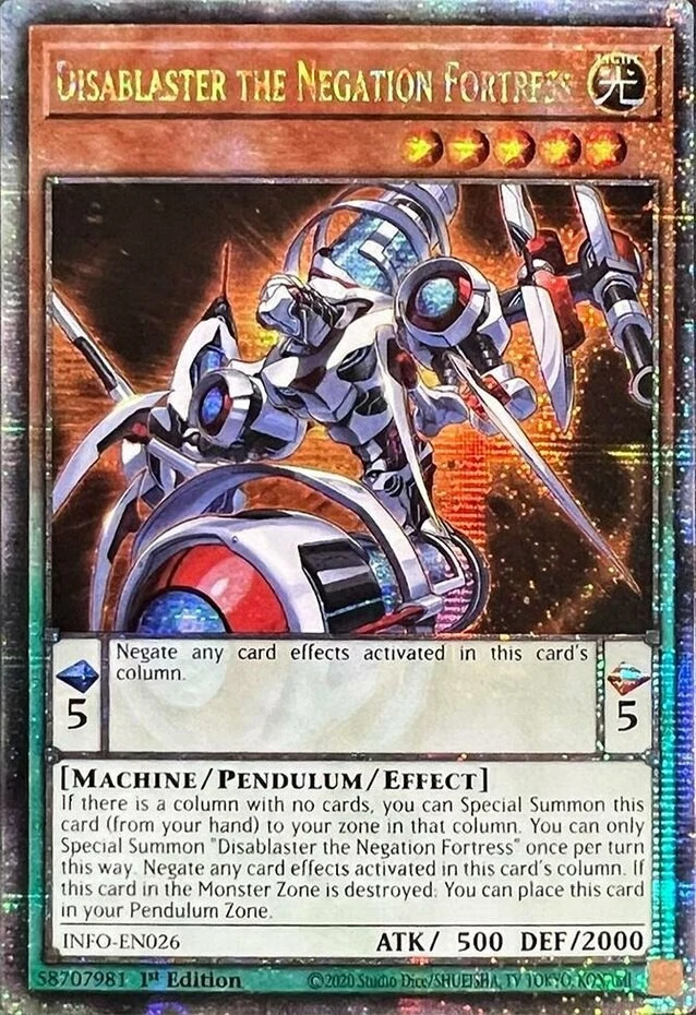 Yugioh: 1x Disablaster the Negation Fortress - INFO-EN026 - Quarter Century Secr - Image 1 of 1
