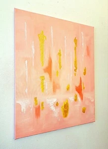 Pink acrylic & oil "Pink Passion" 20x16 canvas wall art (OOAK) 1/1 signed - Picture 1 of 3