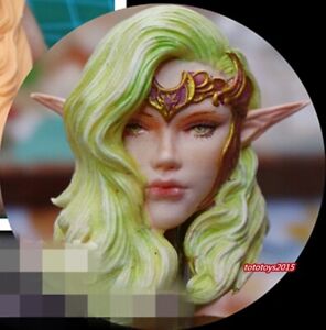 Painted 1:12 Elf Fairy Girl Head Sculpt For 6 " Female Action Figure Body Toy