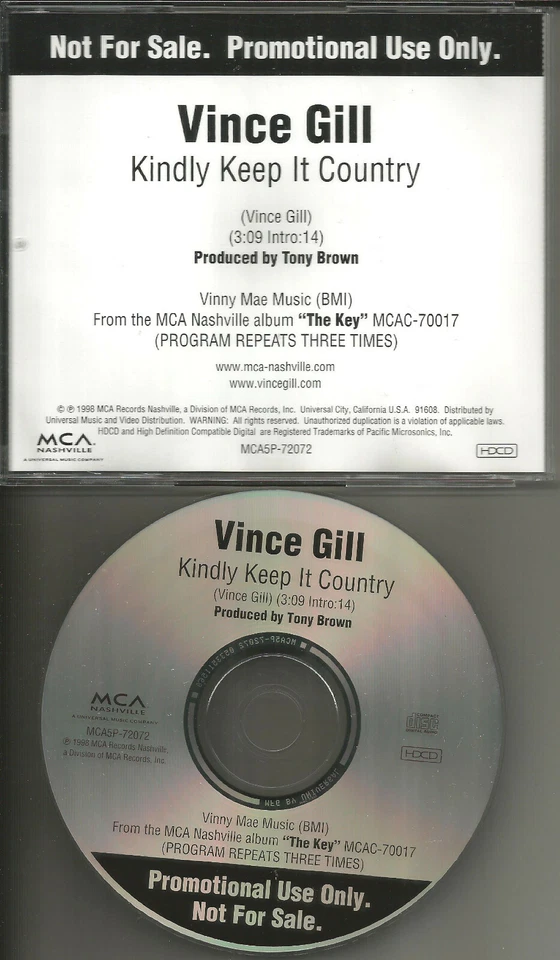 VINCE GILL Kindly Keep it Country REPEATES 3 TIMES USA PROMO DJ CD Single MINT Foto 1 de 1