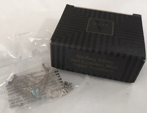 1996 Avon Sterling Silver Blue Topaz Necklace In Original Box Needs Polished - Picture 1 of 5