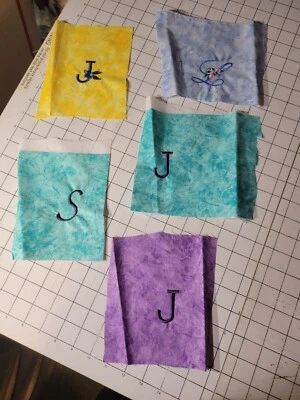 5 pc Embroidered  Applique letters 3-J, 1- L , 1 -S  1 1/2 inch to 2 inches tall - Image 1 of 4