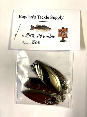 Hojas de sauce liso de níquel #4-1/2 de 8 quilates con piezas de cebo giratorio BB, señuelos Foto 1 de 2