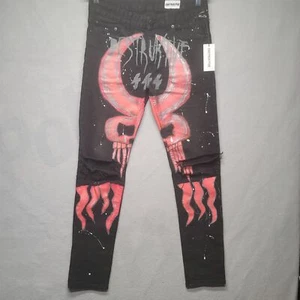 NWT Destructive Mens Black Distressed Straight Leg Mid Rise Slim Fit Denim Jeans - Picture 1 of 12
