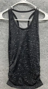 Athleta Speedlight Tank Top Black White Speckle Racerback Ruching Size Medium - Imagen 1 de 6
