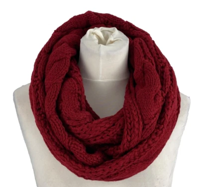 Schal Loop Schlauchschal Strickschal Damen Rot Weinrot Bordeaux Winter Boom It