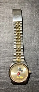 GENUINE Vintage Accutime MK2180A Disney Mickey Mouse Stainless & Gold Watch - Picture 1 of 4