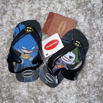 Nuevo HAVAIANAS Bebé Batman Joker Chanclas Tanga Sandalias 7 C Negro Niño Pequeño Nuevo con Etiquetas Foto 1 de 4