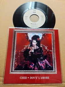 CHER - DOV'E' L'AMORE 7" ITALY JUKEBOX 45 VINYL - FREE CUSTOM WALLET - Picture 1 of 3