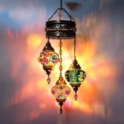 Turkish Chandeliers, Asylove Mosaic Pendant Lamp, Moroccan Hanging Ceiling Light - Image 1 of 4