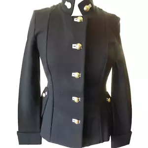 Blazer giacca corta Joseph Ribkoff stile militare Peplum con bottoni oro taglia US 4 - Foto 1 di 14