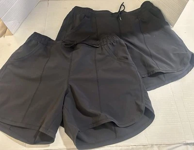 Lote de 2 Pantalones Cortos Lands End Sport Mujer 12 Negros 5" Entrepierna Elástica Corbata Cintura Foto 1 de 4