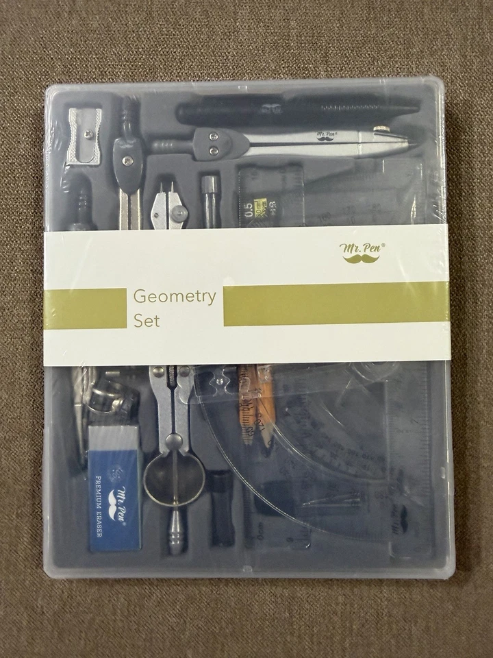 15 Pcs Compass Set With Swing Arm Protractor 6" Geometry for Students College