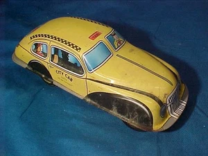 1940s CITY CAB Tin Litho FRICTION Motor TOY CAR Clean 7" - Picture 1 of 3