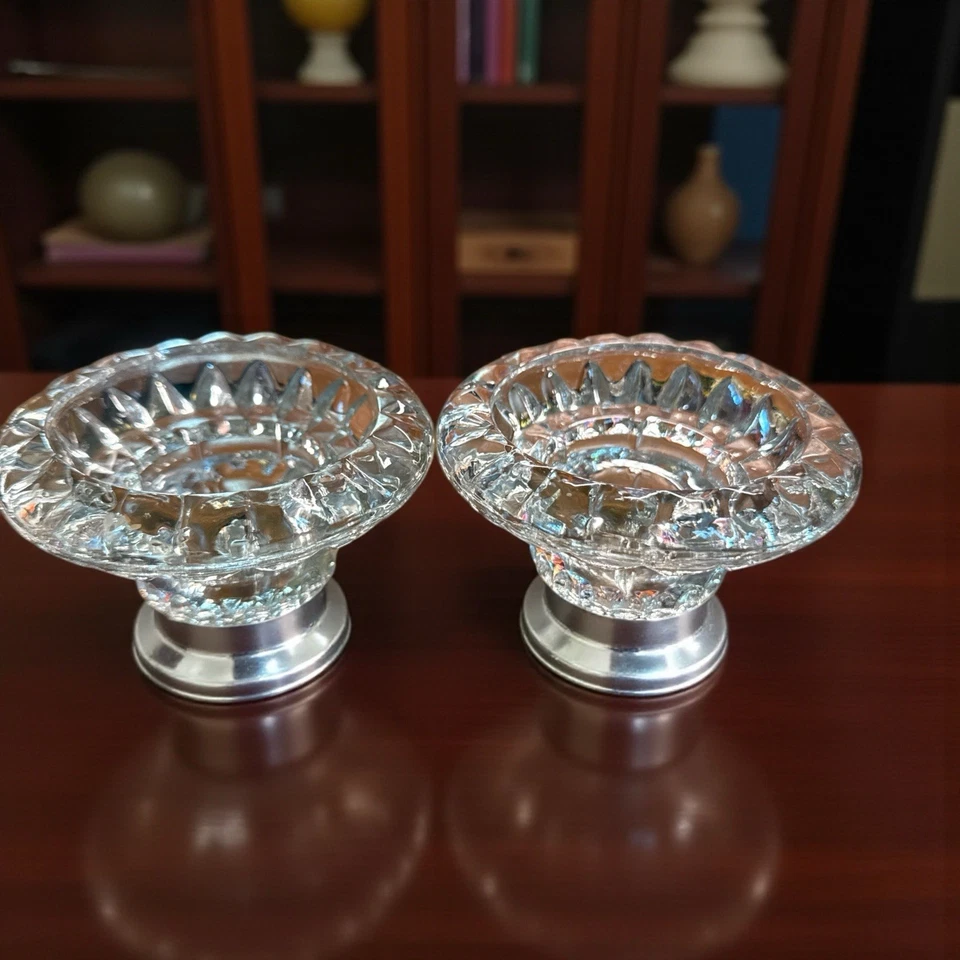 Juego De Colección De 2 Candelabros De Cristal De Vidrio KIG Indonesia Candelabro Cónico Foto 1 de 4