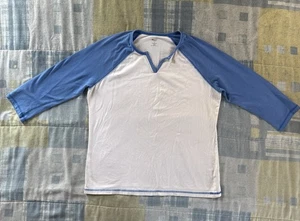 St. John's Bay SJB Active 3/4 Sleeve White Blue Baseball T-Shirt Men's Sz L - Picture 1 of 17