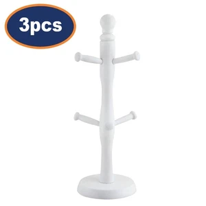 Mug Cup Tree Rack Holder Beech Wood White Kitchen Organiser Countertop 3Pcs - Picture 1 of 2