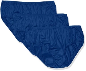 Women's Plus Size Elastic Nylon Hipster Panty 3-Pack Navy Size 8 Underwear - Picture 1 of 2