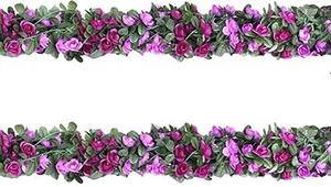 Lannu 2 Pack 8.2 FT Artificial Rose Vine Flowers Fake Garland Ivy Silk Hanging - Picture 1 of 5