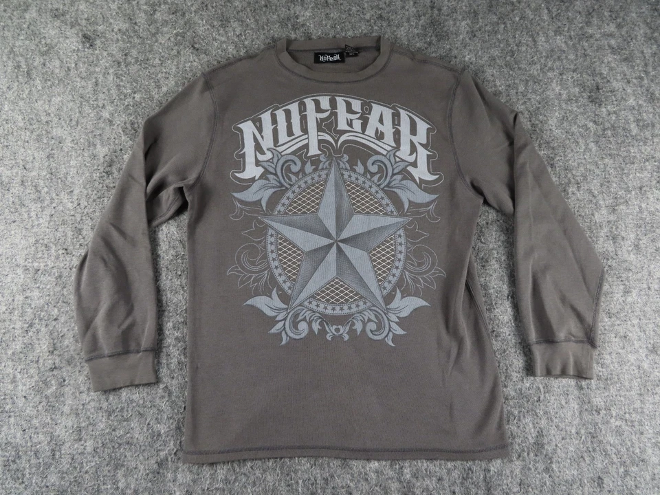 Camisa De Colección No Fear Para Hombres 2XL Gris Estrella Manga Larga Térmica Grunge Patinador Y2K Foto 1 de 4