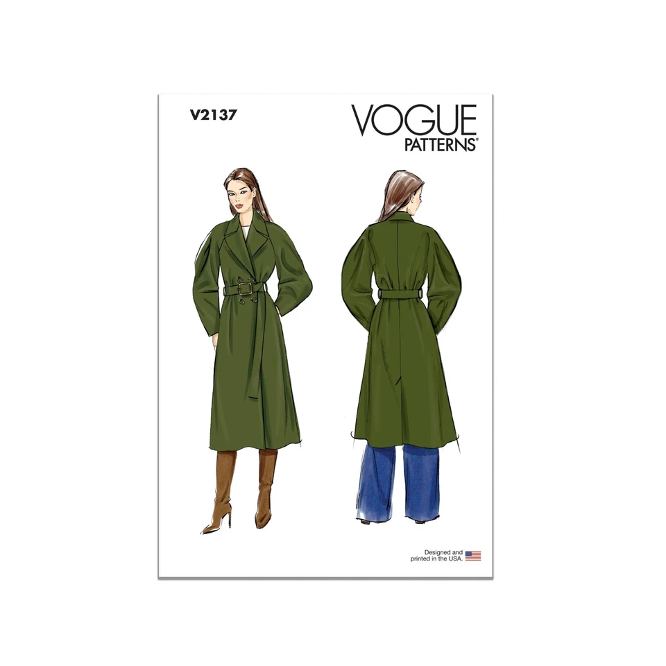 Vogue V2137B5 Misses' Double Breasted Trench Coat Sewing Pattern - Image 1 of 4