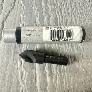 1/2" x 82° Single Flute Countersink, High Speed Steel, 3/8" Shank Melin Tool USA - Picture 1 of 6