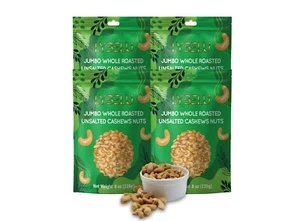 Jumbo Whole Roasted Unsalted Cashews Nuts – 8oz (Pack of 4) - Picture 1 of 7