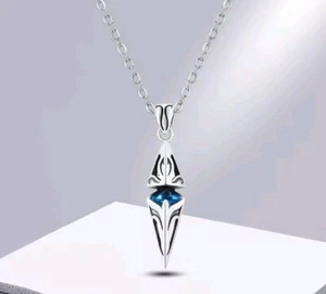 💎 Men's Blue Stone Necklace – Stainless Steel Cube Pendant 💙 - Picture 1 of 6