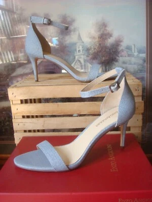 NiB~ ENZO ANGIOLINI AHMBER~ LIGHT BLUE DENIM LEATHER HEELS SANDALS ANKLE STRAP - Image 1 of 4