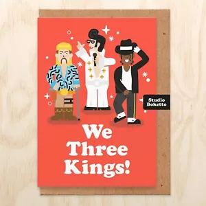 Weihnachtskarte mit Umschlag, We Three Kings, Tiger King, Elvis, Michael Jackson - Bild 1 von 5