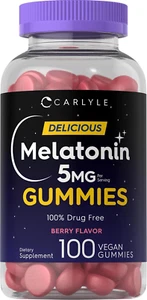 Melatonin 5Mg Gummies 100 Count Berry Flavor 100% Drug Free Non-Gmo, Gluten Free - Picture 1 of 6