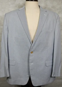 GORGEOUS Lauren Ralph Lauren Light Blue Pinstripe 100% Cotton Suit 52R 42W - Picture 1 of 10