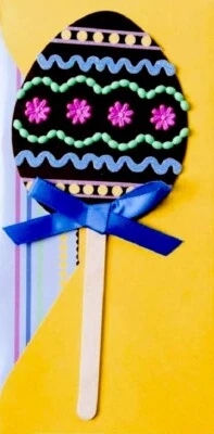 Papyrus 3D Beaded Decorated Egg Pop on a Stick Easter Greeting Card - Image 1 of 4