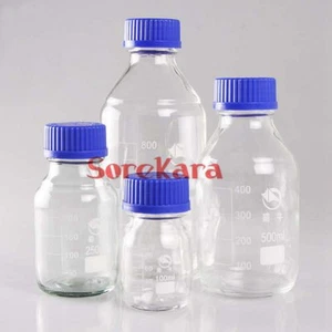 100 ml 250 ml 500 ml vite bottiglia reagente di prova vetro rotondo graduato su tappo 50 mm - Foto 1 di 41