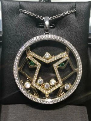 Colgante de platino de plata esterlina con halo de vidrio de tigre flotante zafiro blanco regalo Foto 1 de 3