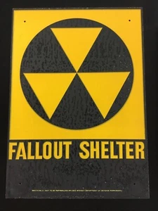 VTG NOS 1950s Civil Defense Fallout Shelter Steel Sign Cold War Atomic Bomb - Picture 1 of 1